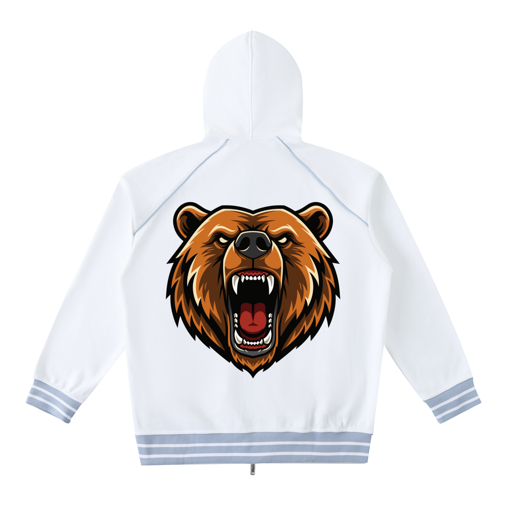 Striped Trim Zip-Up Hoodie