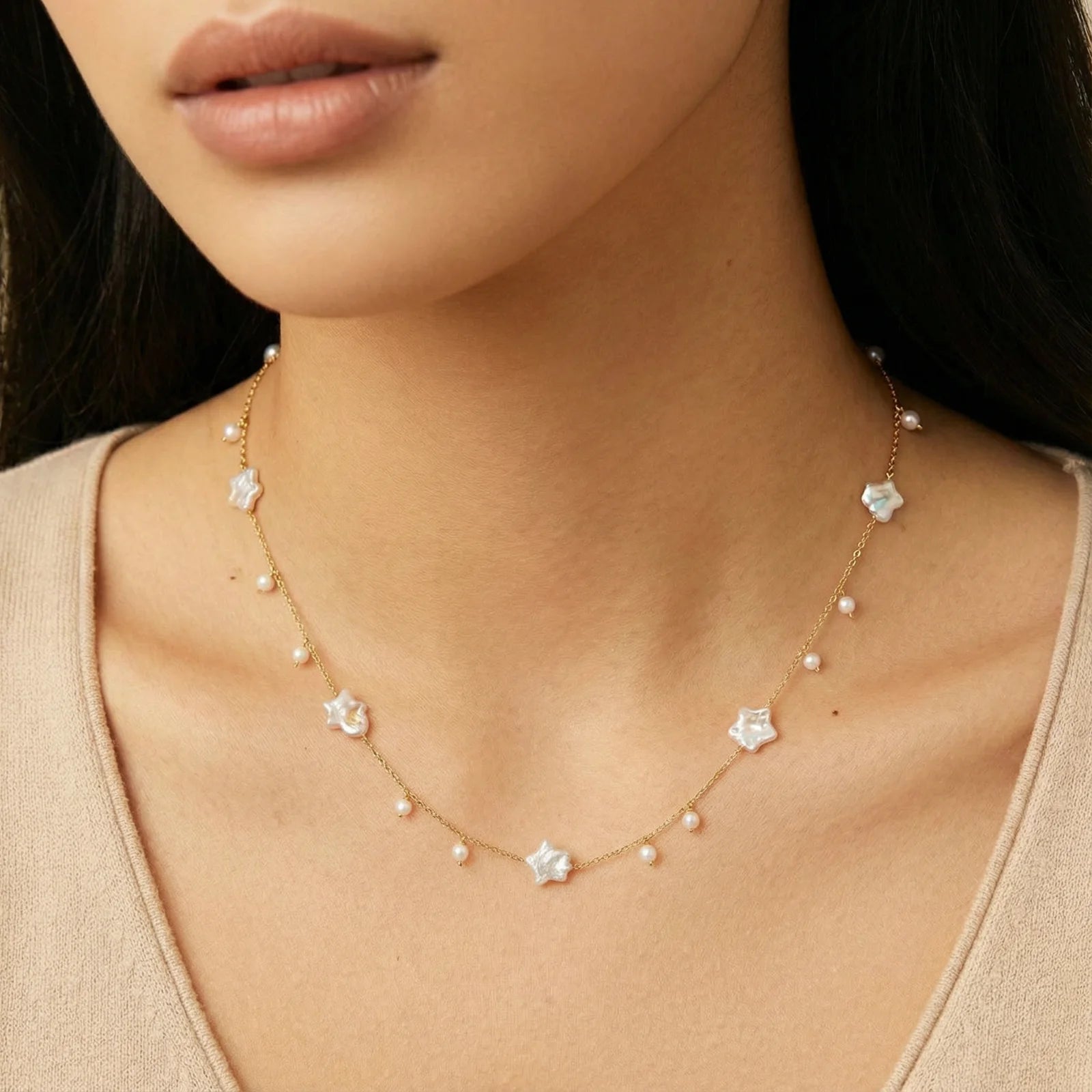 Collier Étoiles de Perles Célestes