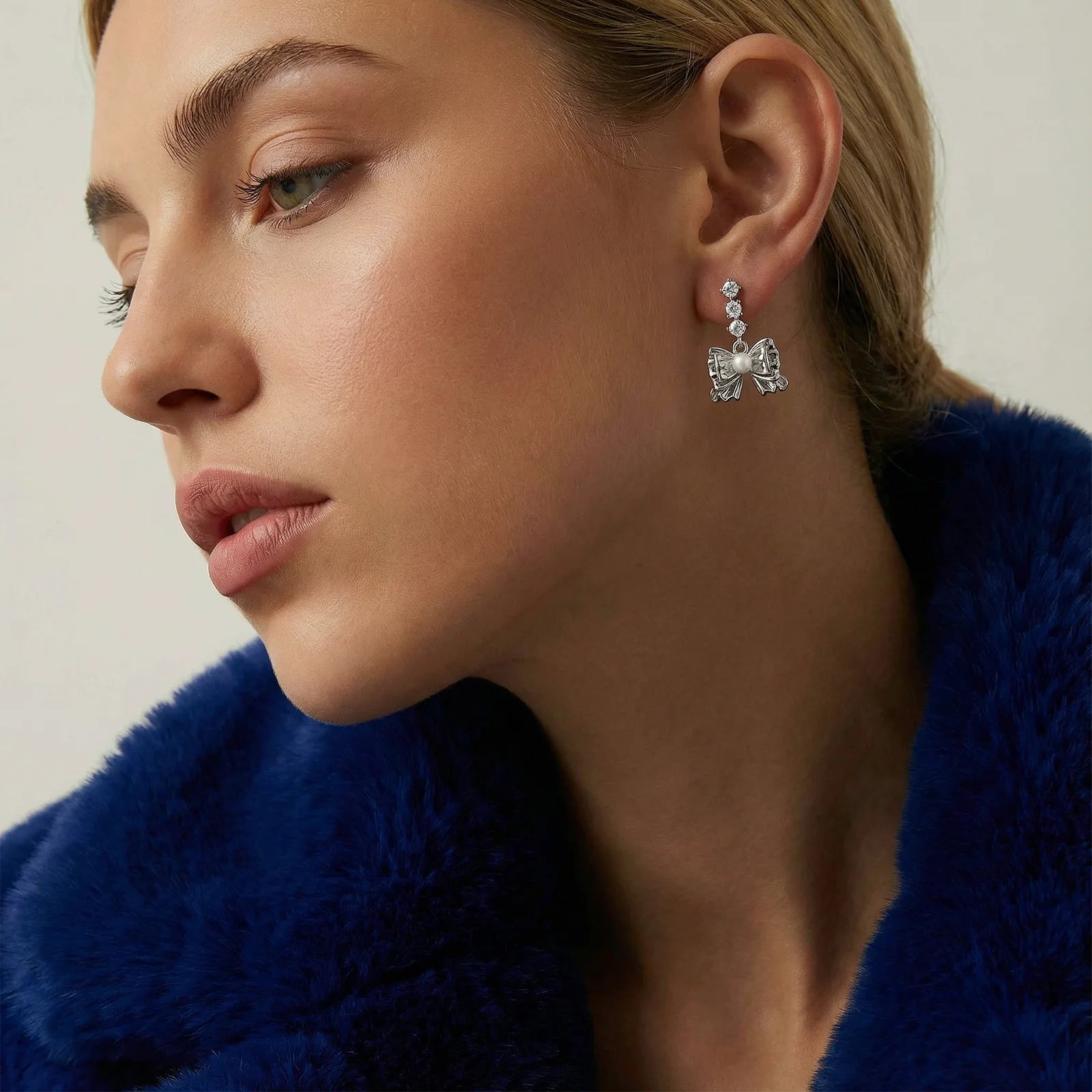 Pearl Bow Drop Earrings