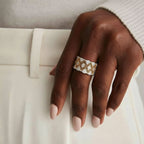 Bague Puissance Cristal Nid d'Abeille