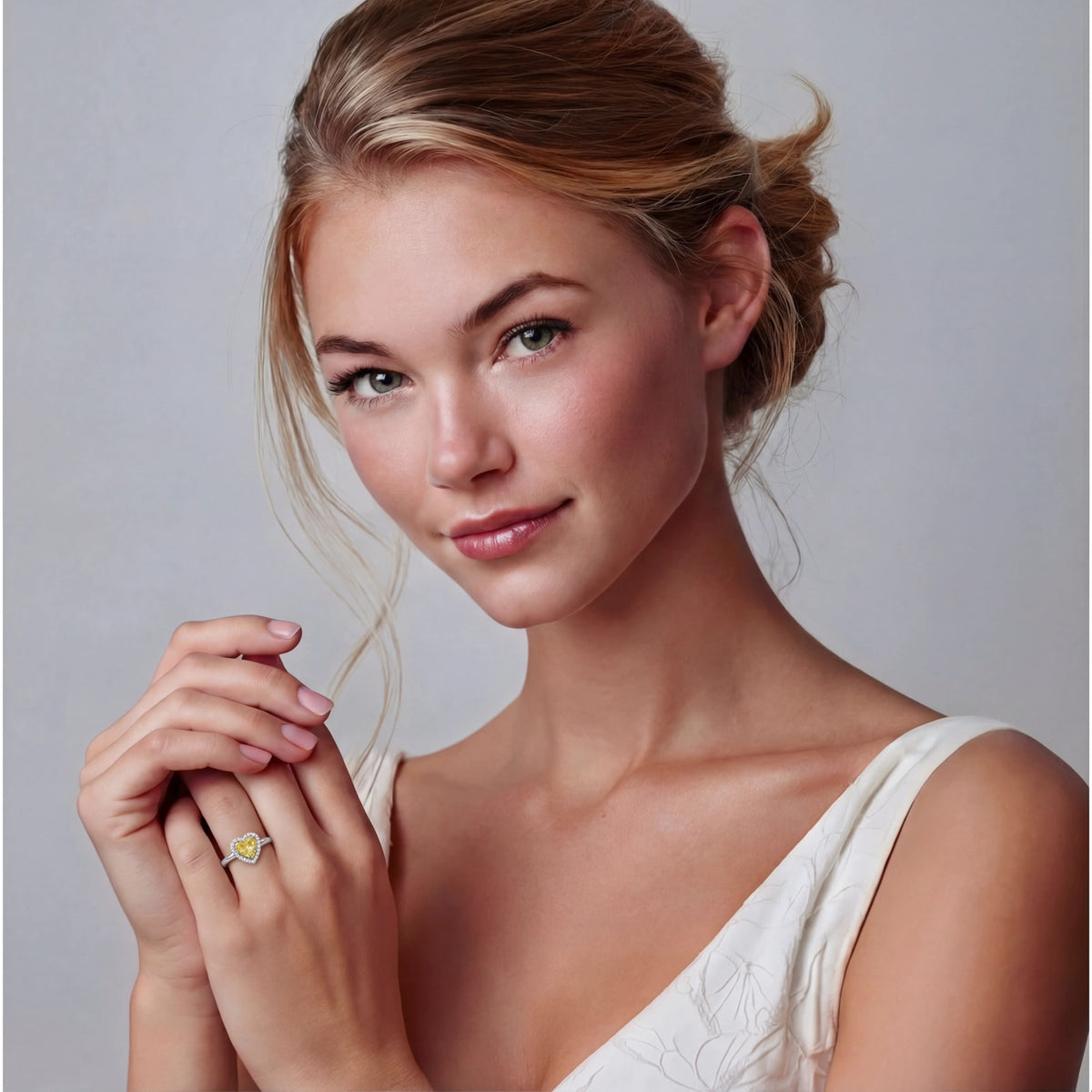Bague Halo Cœur Dorée