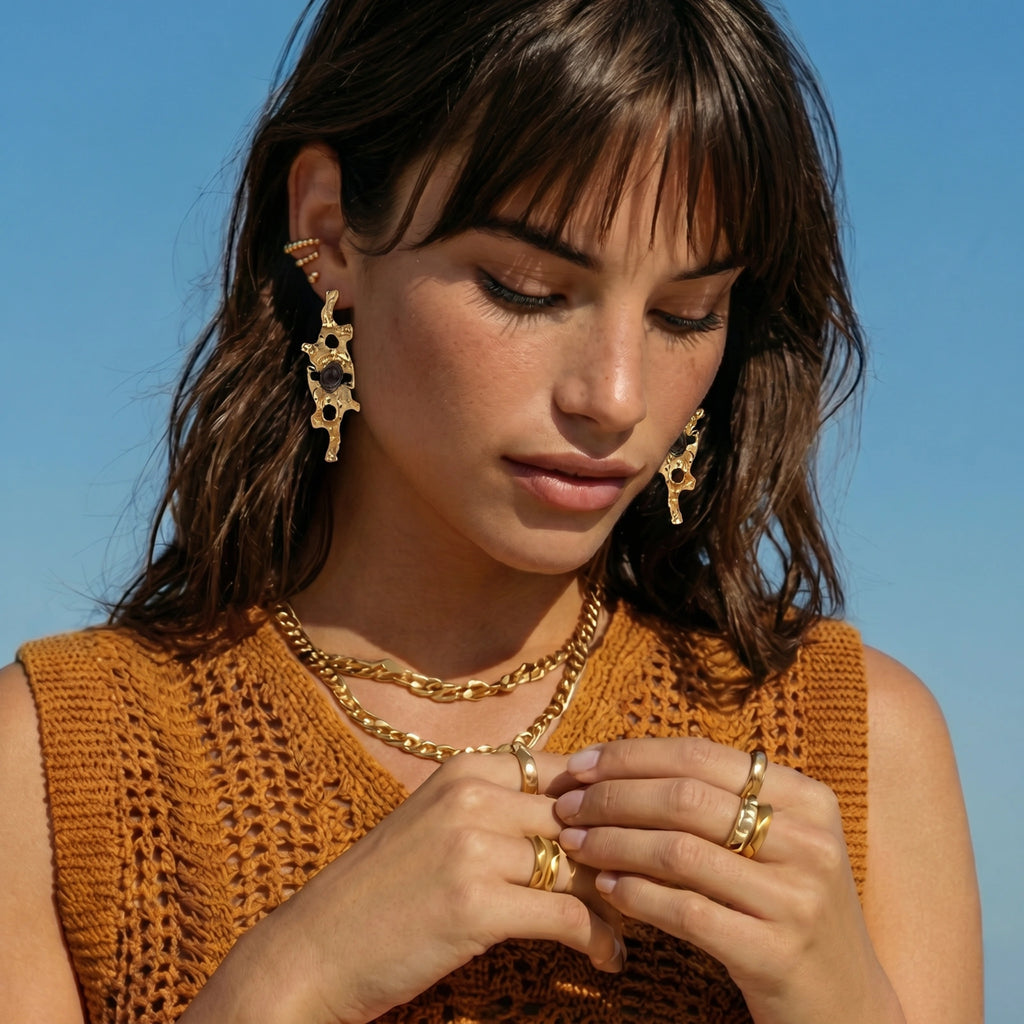 Boucles d'oreilles Flux d'Or Liquide