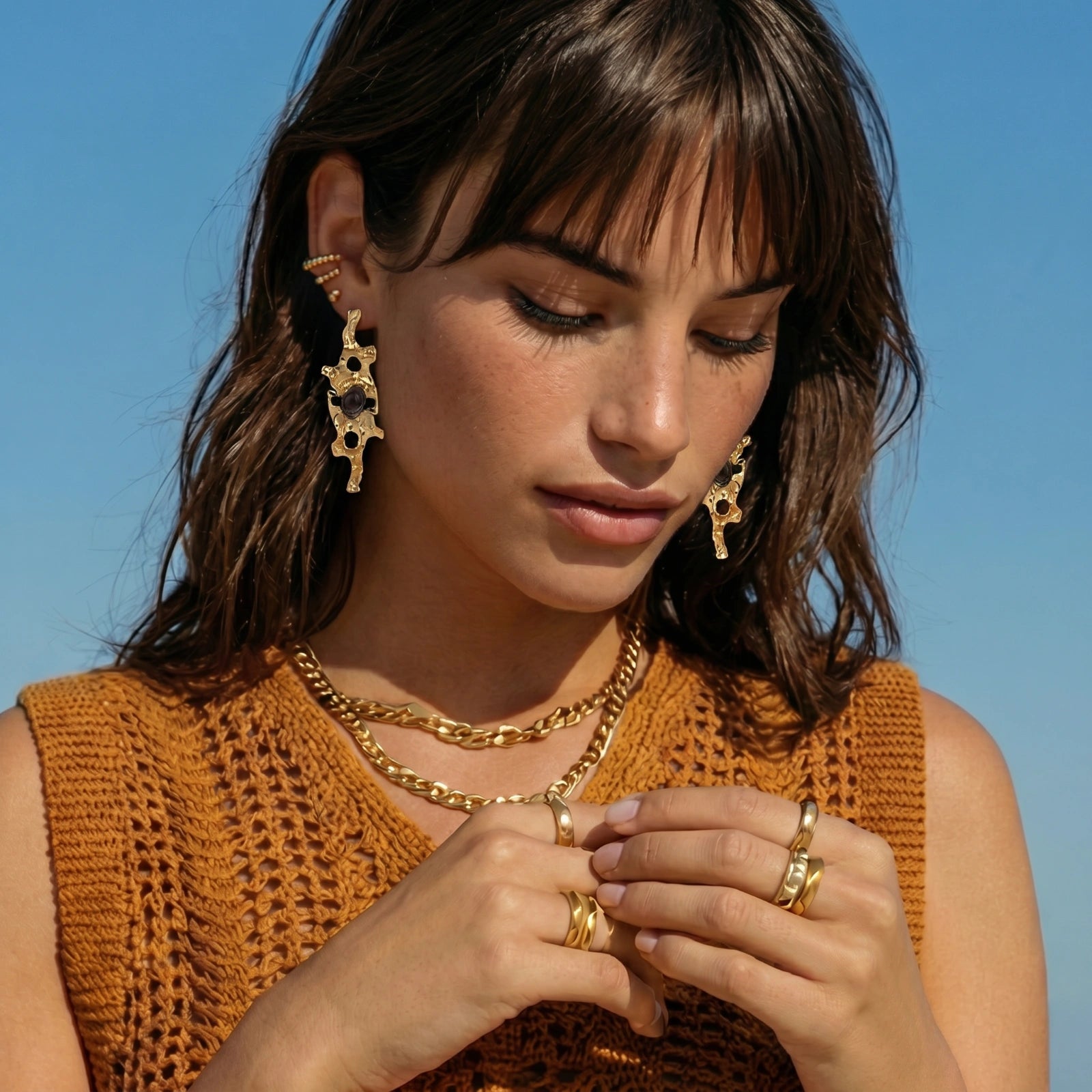 Boucles d'oreilles Flux d'Or Liquide