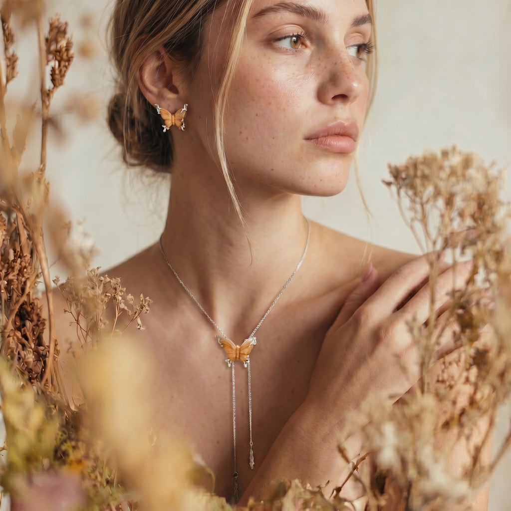 Collier Papillon Ailes Ambrées