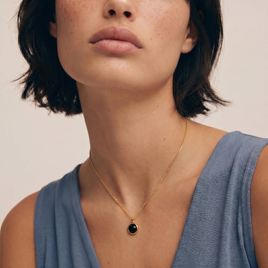 Collier Cercle en Agate Noire Minuit