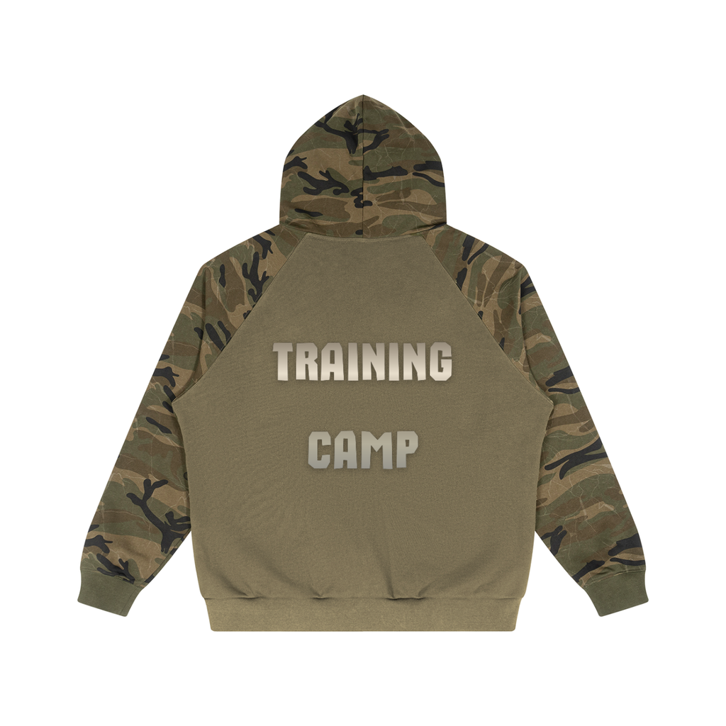 Unisex Camo-Splice Raglan Zip Hoodie
