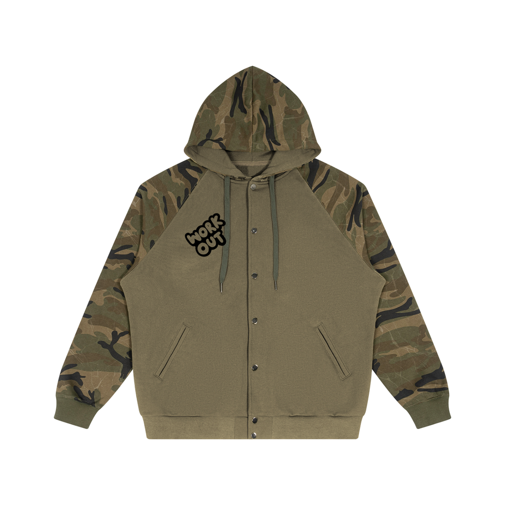 Unisex Camo-Splice Raglan Zip Hoodie