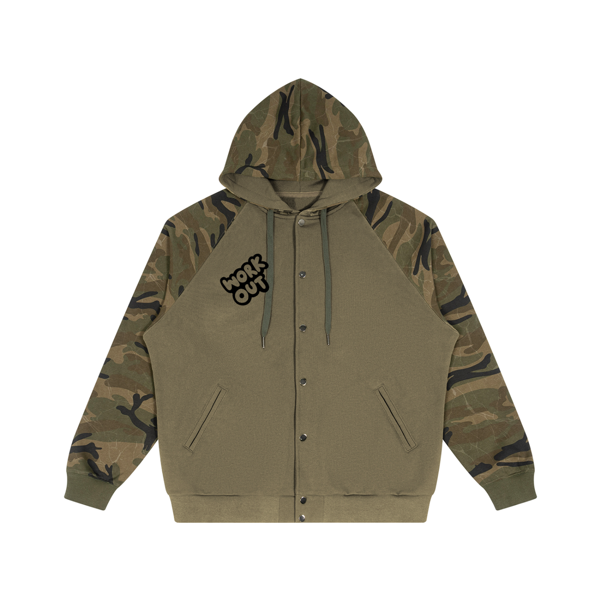 Unisex Camo-Splice Raglan Zip Hoodie