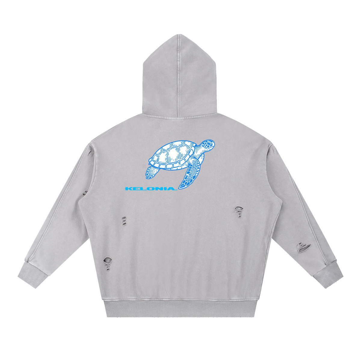 Snow Washed Distressed Panel Pocket Hoodie