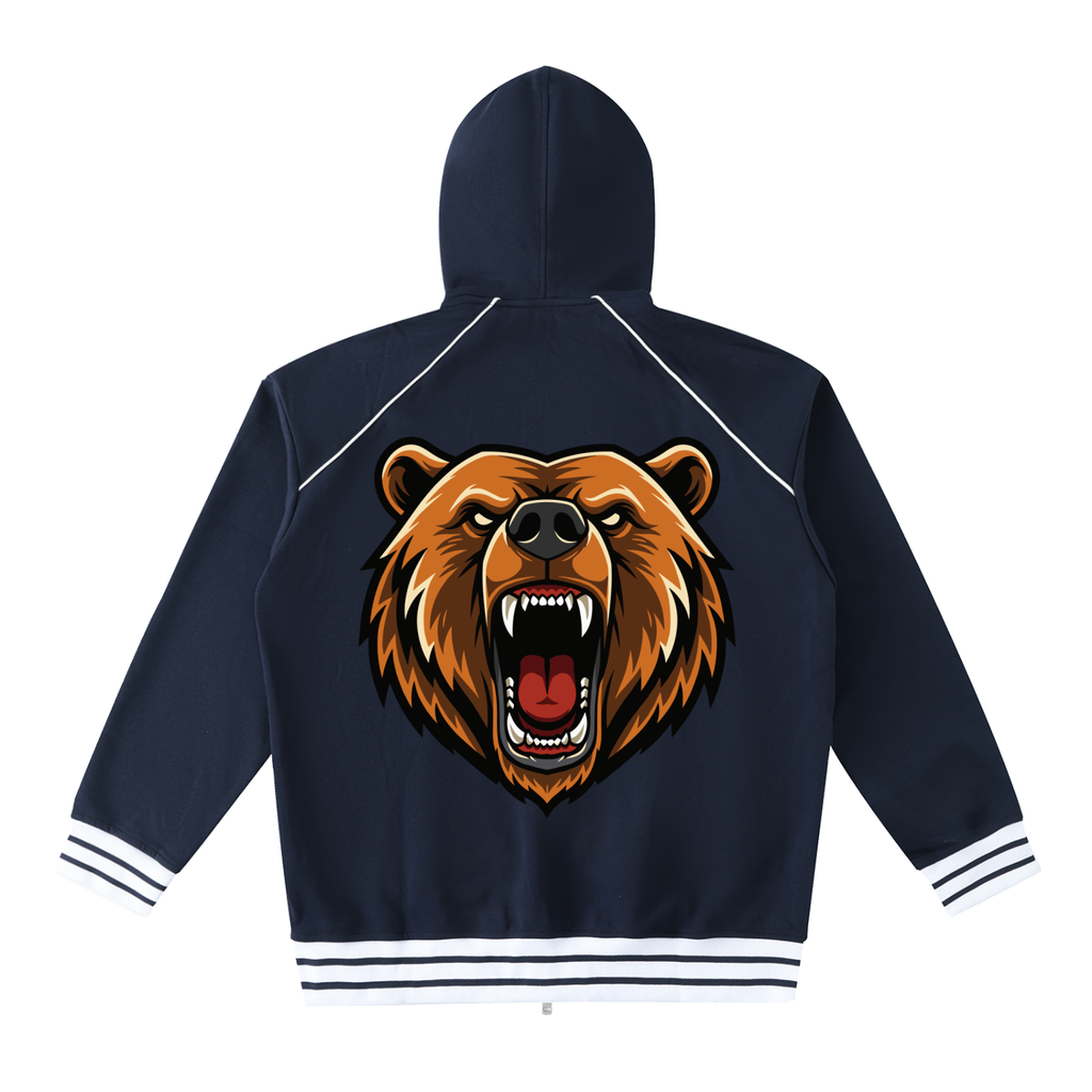 Striped Trim Zip-Up Hoodie