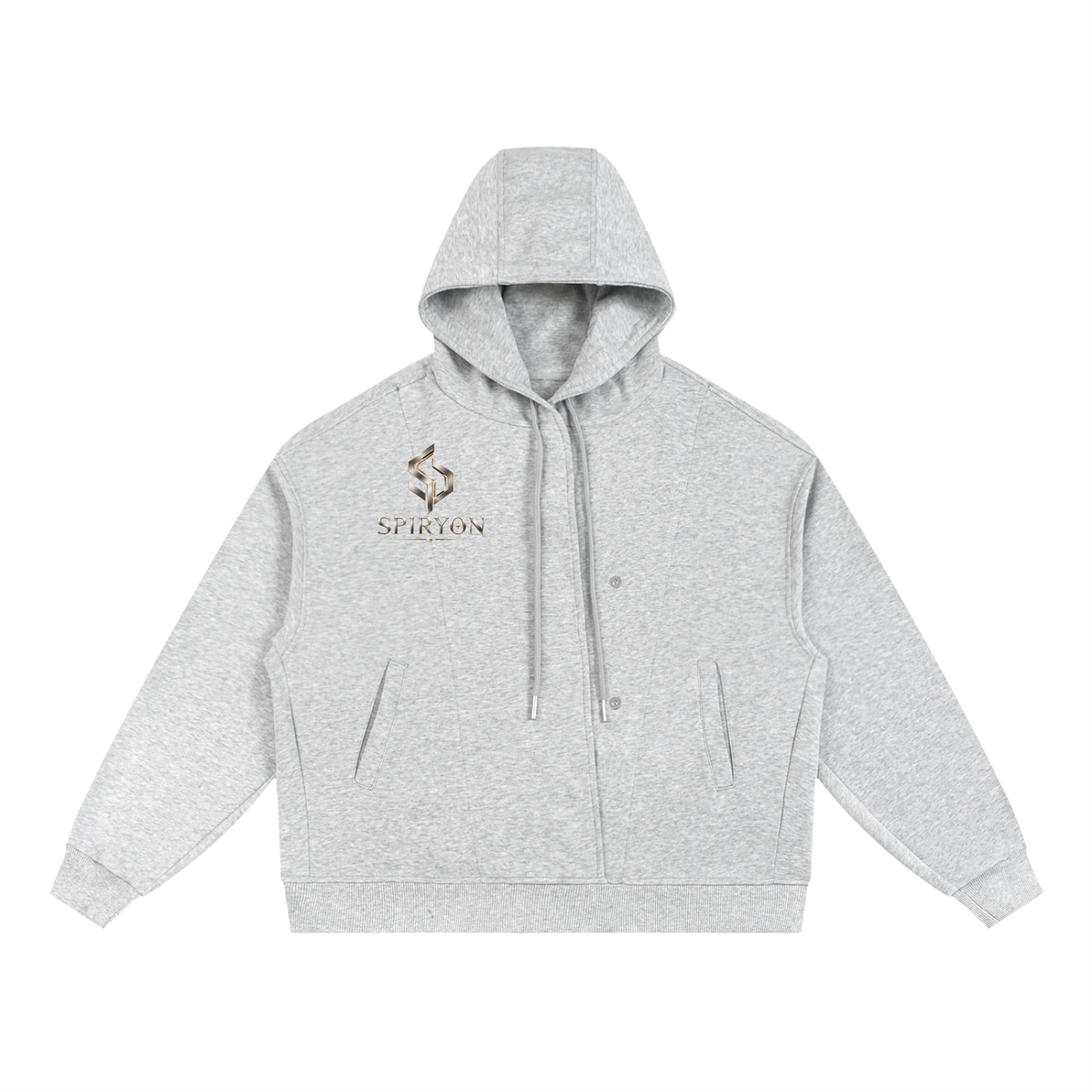 Boxy Button Placket Hoodie