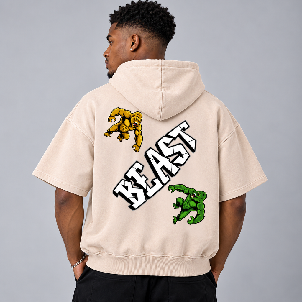 Unisex Mineral Wash Short Sleeve Hoodie