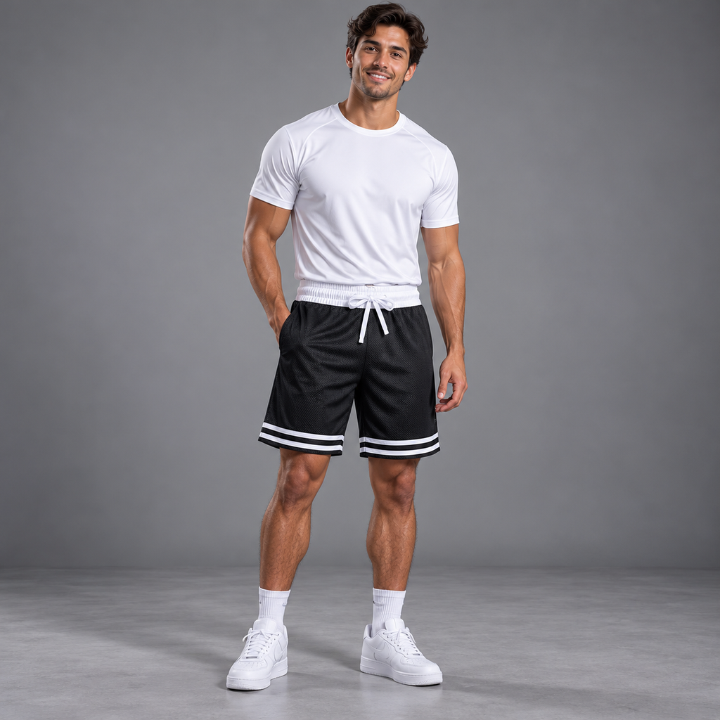 Short de basketball à rayures classiques