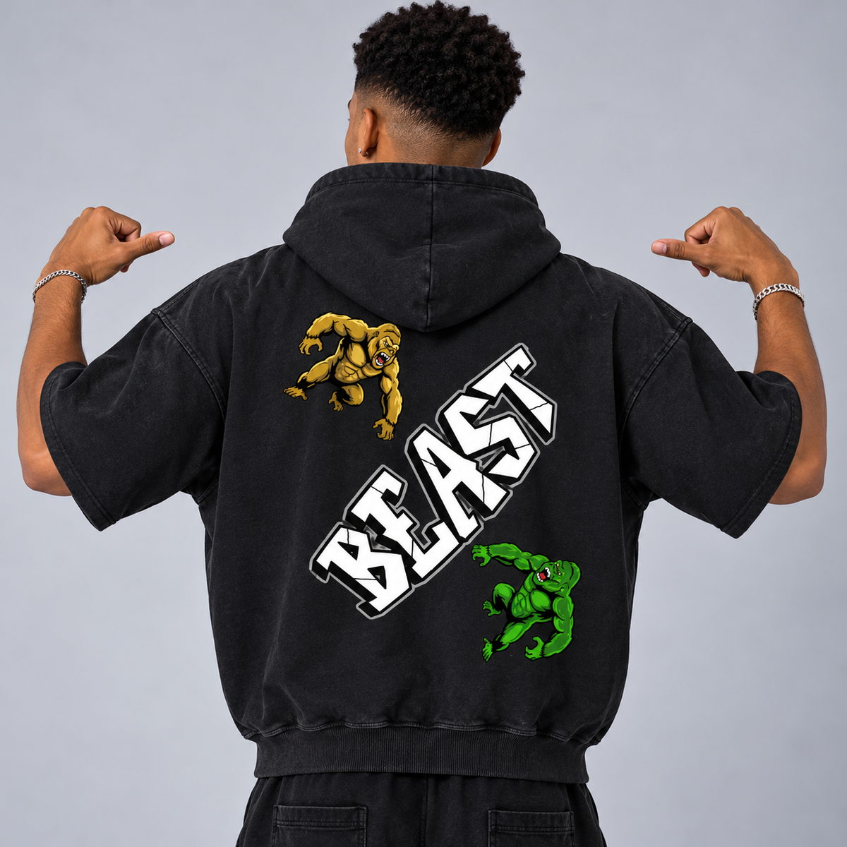 Unisex Mineral Wash Short Sleeve Hoodie