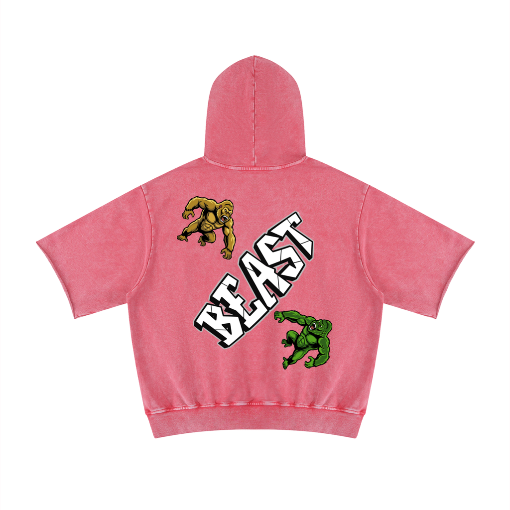 Unisex Mineral Wash Short Sleeve Hoodie