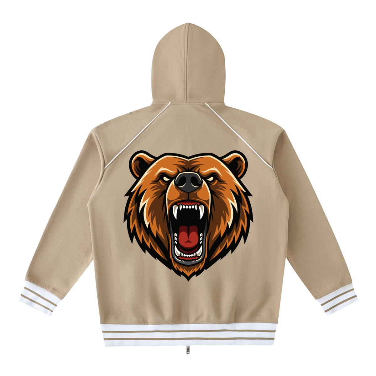 Striped Trim Zip-Up Hoodie