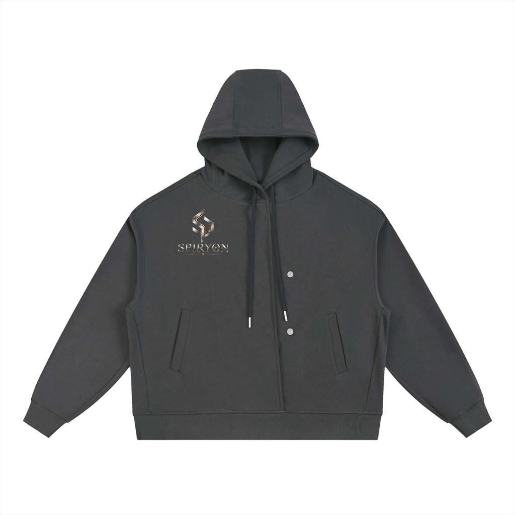 Boxy Button Placket Hoodie