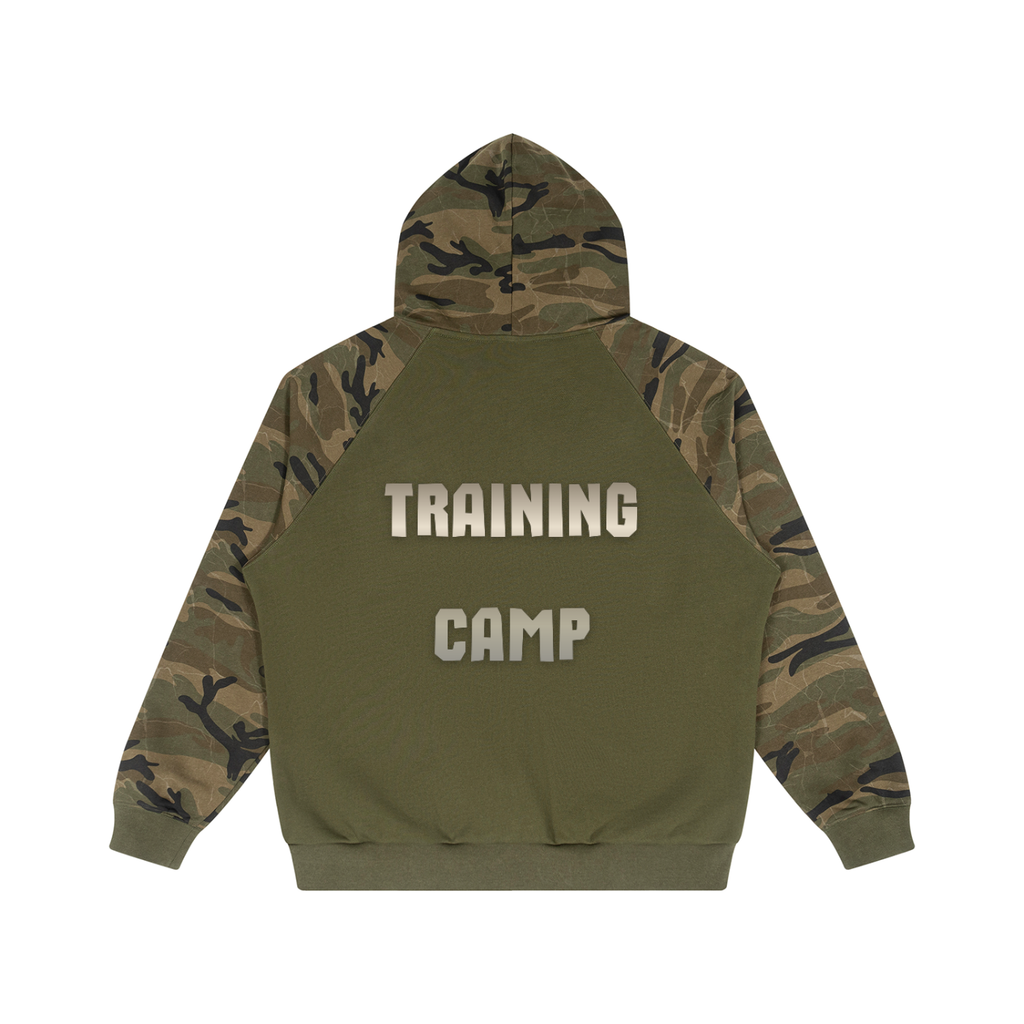 Unisex Camo-Splice Raglan Zip Hoodie